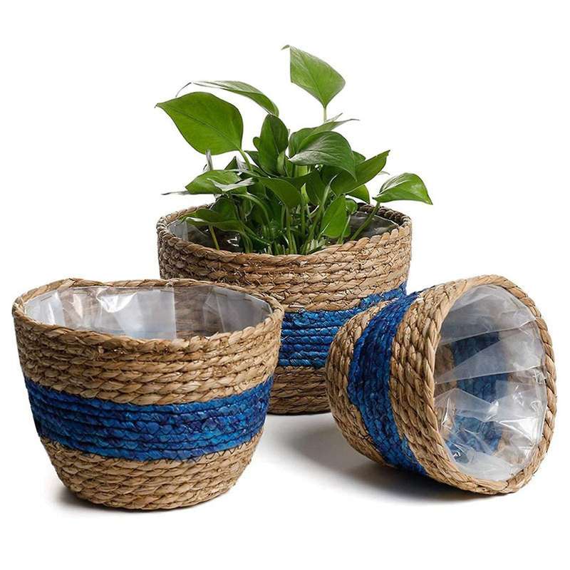 3pcs Seagrass Planter Basket Indoor Outdoor Hand Woven Storage