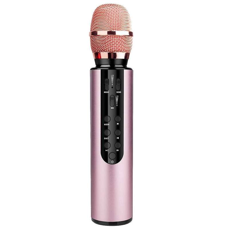 Bluetooth Dual Speaker Karaoke Mic for Live Streaming Speech Pink