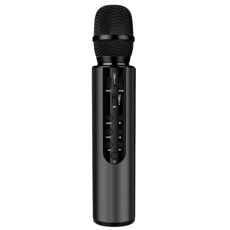 Bluetooth Dual Speaker Karaoke Mic for Live Streaming Speech Black
