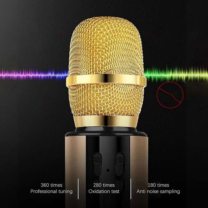 Bluetooth Dual Speaker Karaoke Mic for Live Streaming Speech Black