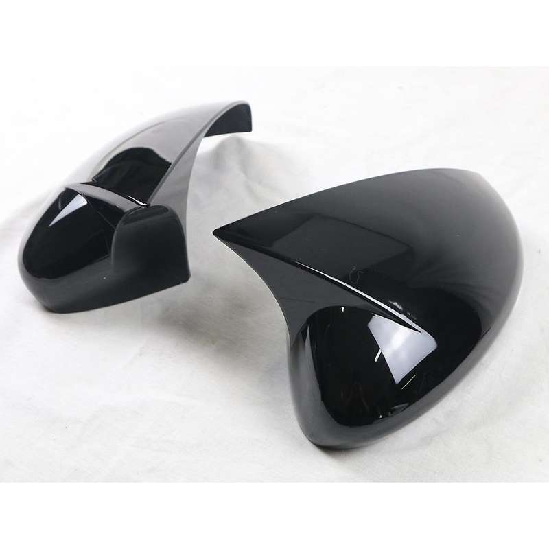 Car Glossy Black Ox Horn Side Mirror Cover Caps Door Mirror Shell