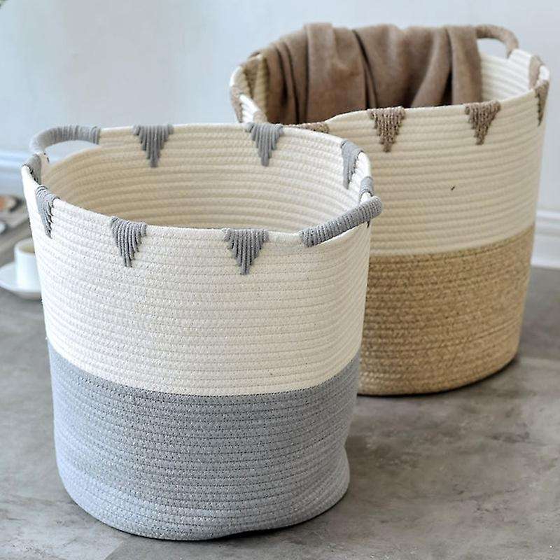 Woven Basket Cotton Rope Toy Laundry Storage Basket Storage Bins, B