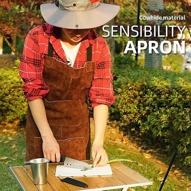 Camping Bbq Apron Thick Leather Unisex Home Kitchen Wear-resistant
