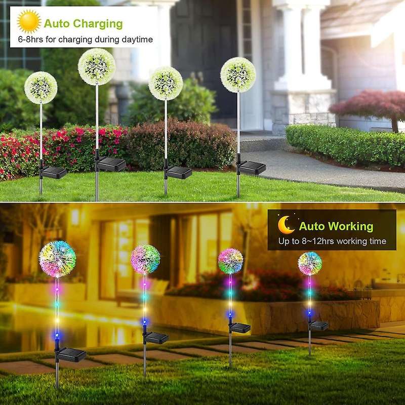 4 Packs Solar Lights for Outdoor,decoration Dandelion,flower Lamp