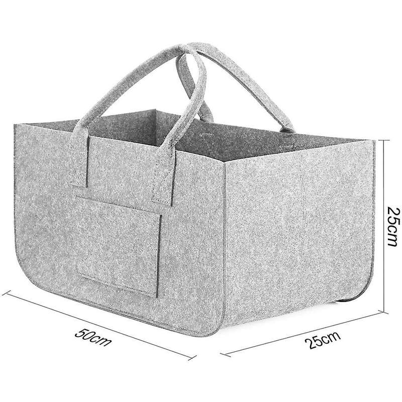 2pcs Felt Shopping Basket Foldable Felt Basket, 50 X 25 X 25 Cm(grey)