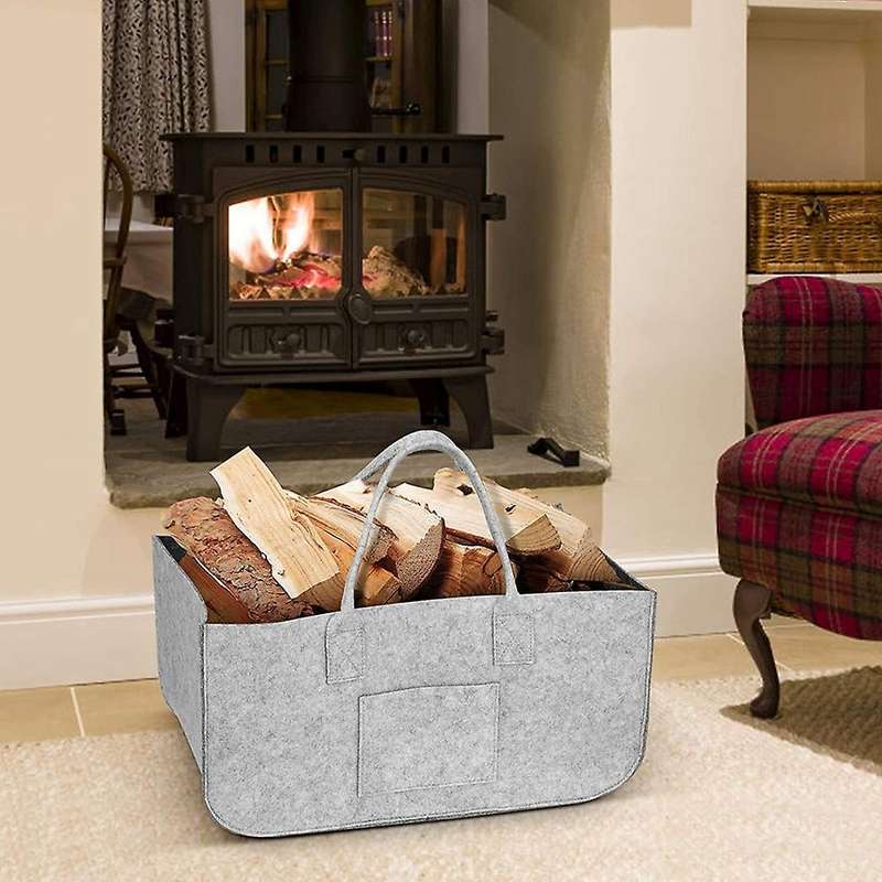 2pcs Felt Shopping Basket Foldable Felt Basket, 50 X 25 X 25 Cm(grey)