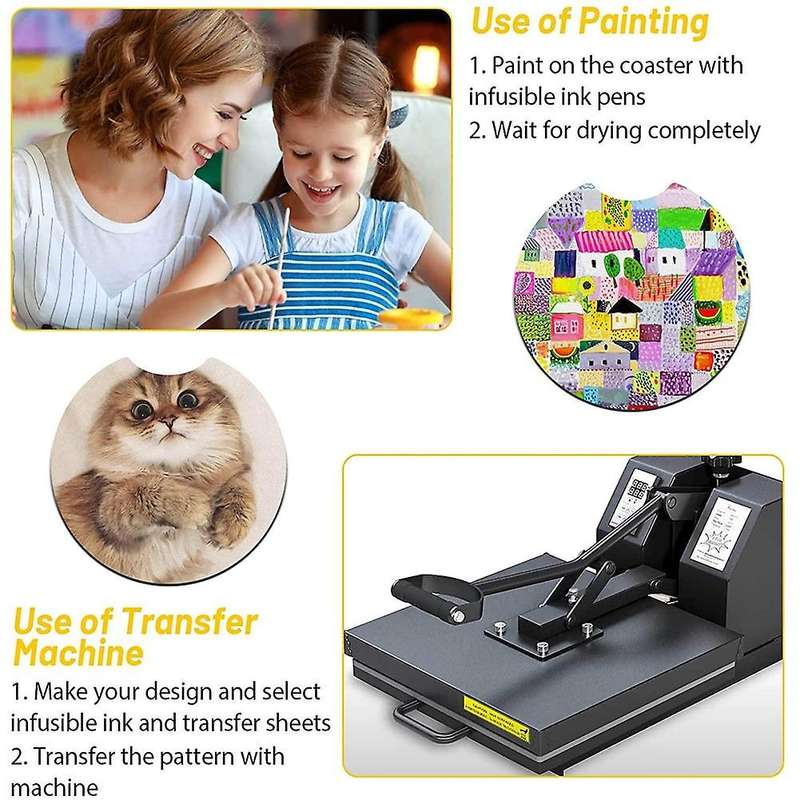 Car Coasters Blanks for Thermal Sublimation Diy Crafts Cup Holders
