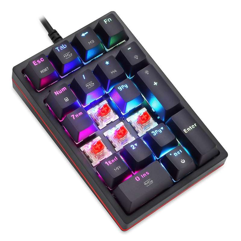 Motospeed K24 Wired Numeric Keypad 21 Keys Rgb Backlight(red Switch)