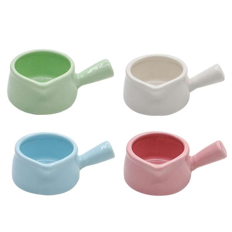 4pcs Multi-color Saucer Bowl Ceramic Sauce Dish with Handle Mini Size