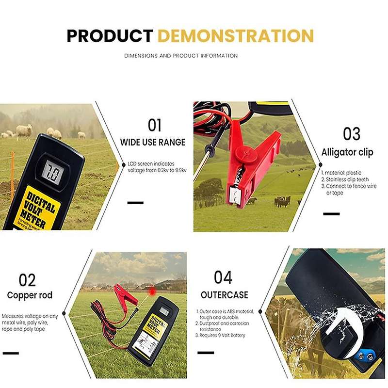9.9kv Digital Fence Tester Fence Voltmeter for Fence,voltage Tester