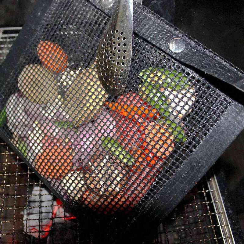Mesh Non-stick Bbq Grill Bag Reusable and Easy to Clean+brush, 4 Pack