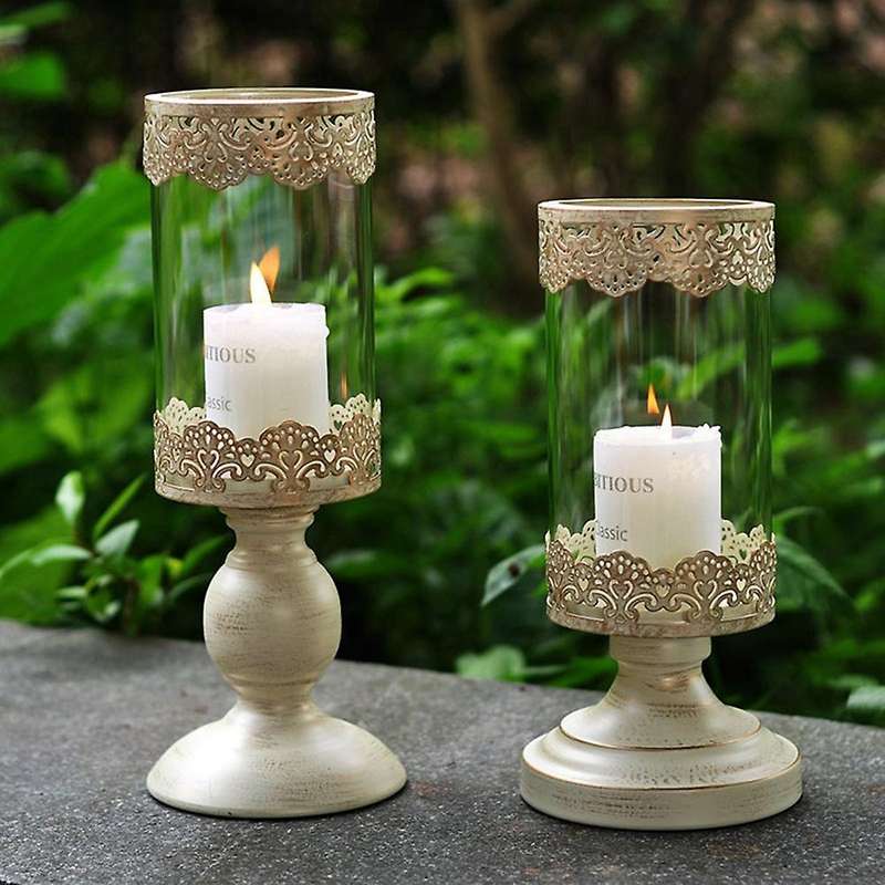 Retro Iron Decorative Candles Holder for Party Wedding 2pcs -black
