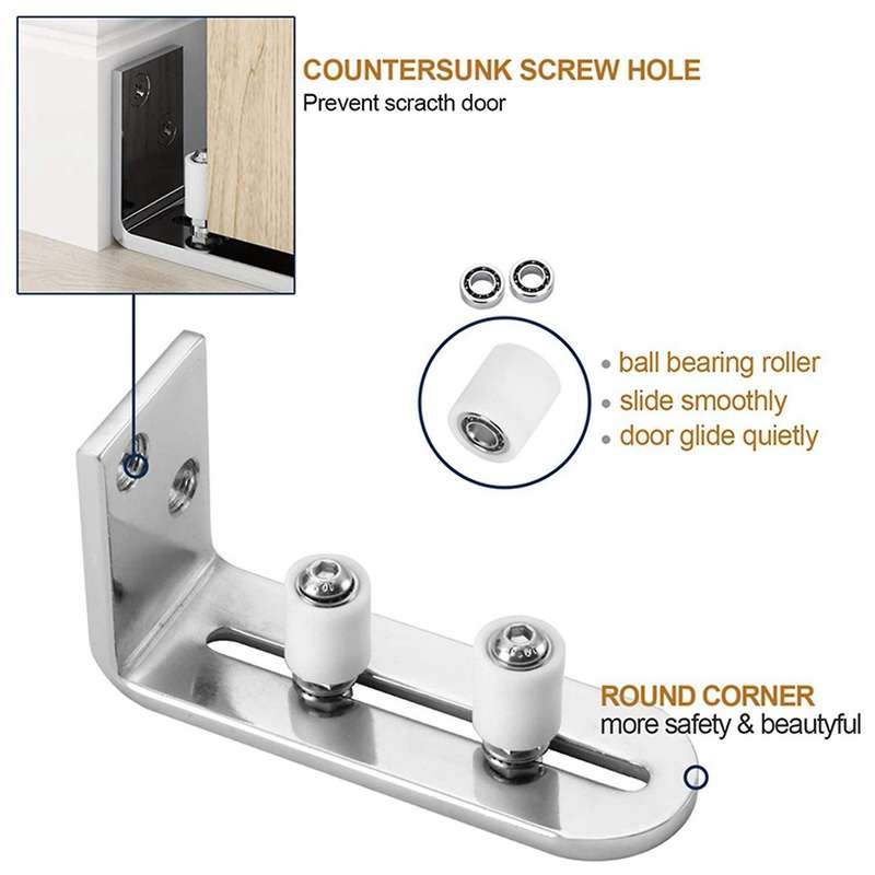 Chrome Sliding Barn Door Floor Guide Ball Bearings for All Size Door