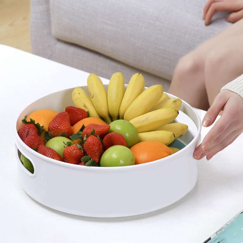 Deep Lazy Susan Turntable Food Storage Bin for Kitchen Refriger