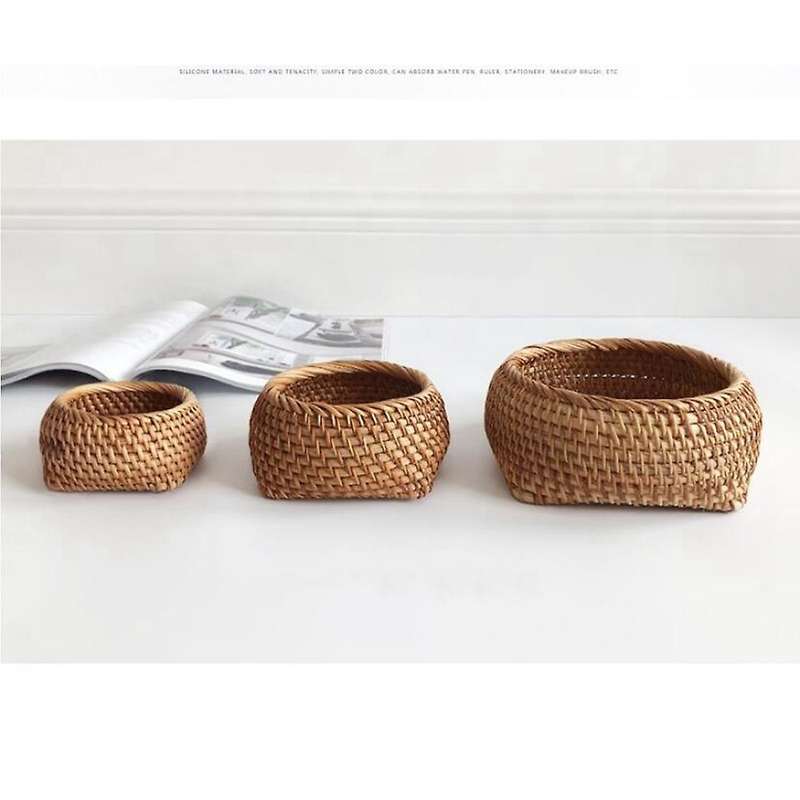 Hand-woven Basket Rattan Candy Storage Picnic Tray Rattan Basket