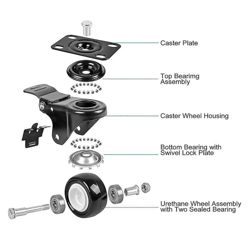 2inch Caster Wheels,heavy Duty Casters Set Of 4,pu Casters