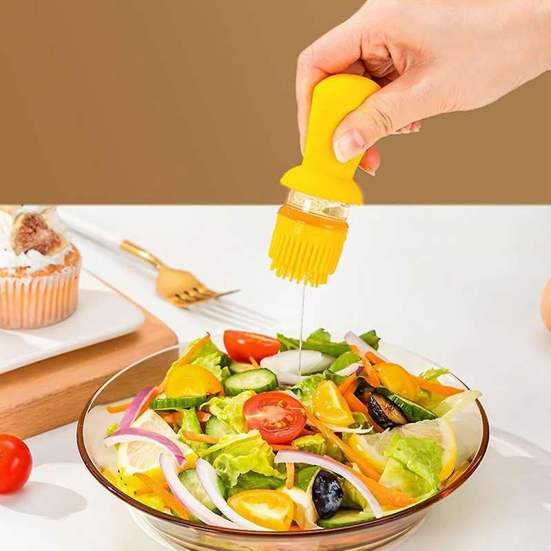 3 In 1 Olive Oil Dispenser Bottle with Brush, for Cooking,bbq,yellow