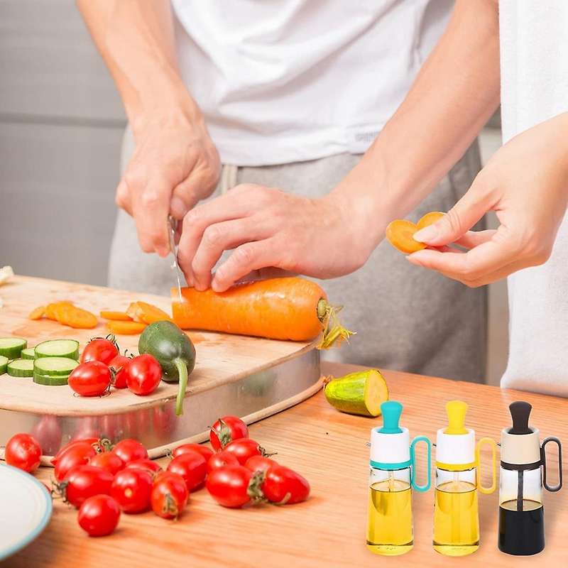 3 In 1 Olive Oil Dispenser Bottle with Brush, for Cooking,bbq,yellow