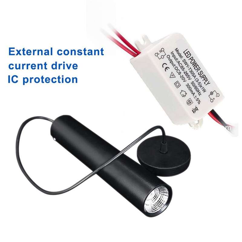Black Warm White Led Cob Spotlights Long Tube Lamp Cylindrical
