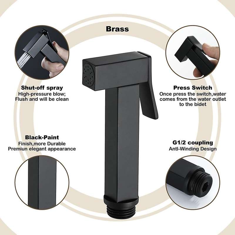 Toilet Bidet Faucet Square Black Single Cold Bathroom Toilet Shower