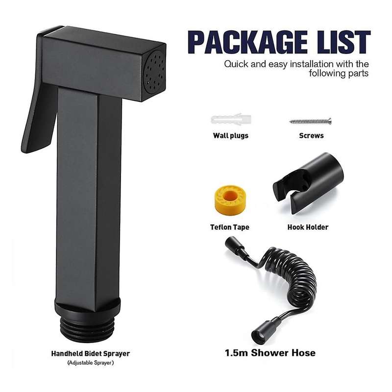 Toilet Bidet Faucet Square Black Single Cold Bathroom Toilet Shower