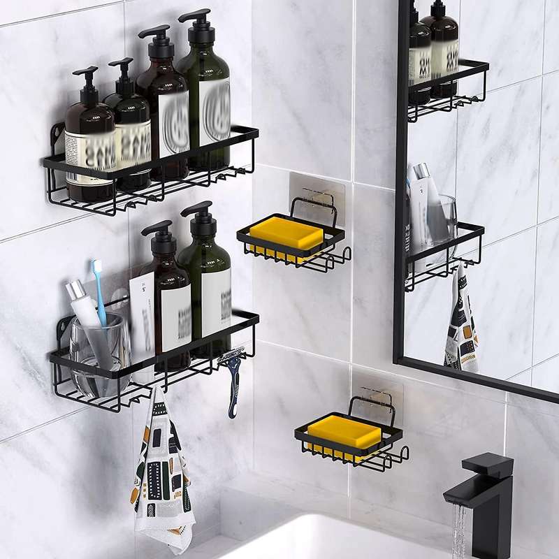 Rustproof Bathroom Shower Shelf with Adhesives and Screws,for Kitchen