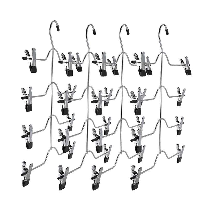 Pants Hangers,4 Tier Non Slip Skirts Hangers with 8 Clips