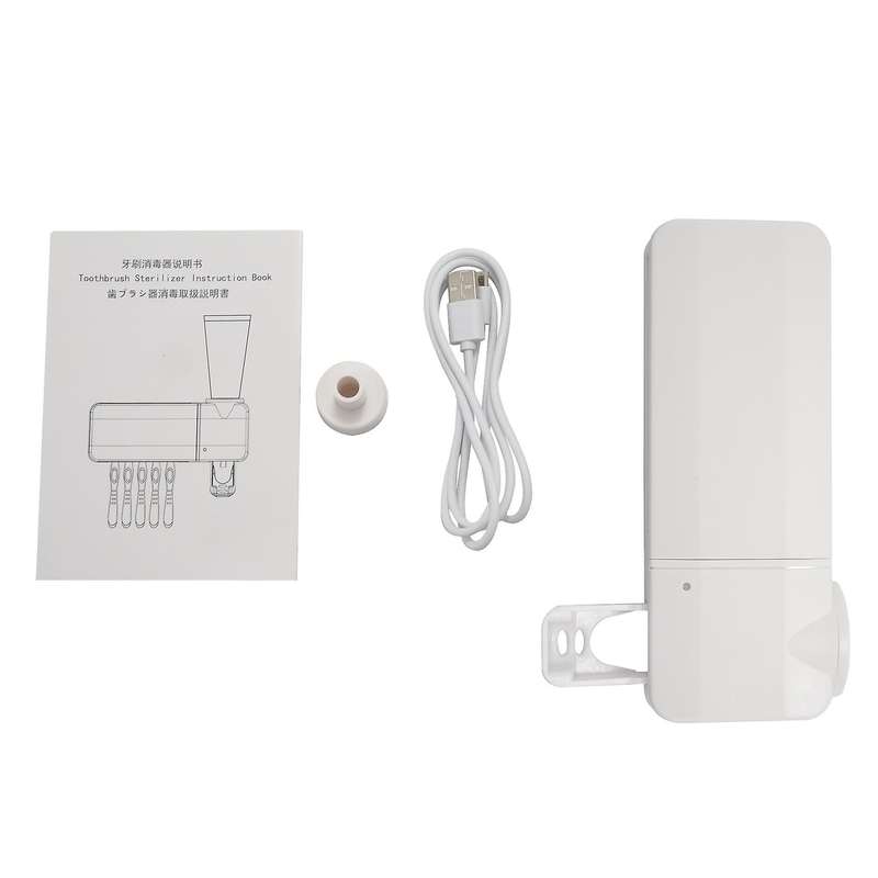 Toothpaste Dispenser + 6 Toothbrush Sterilizer Holder