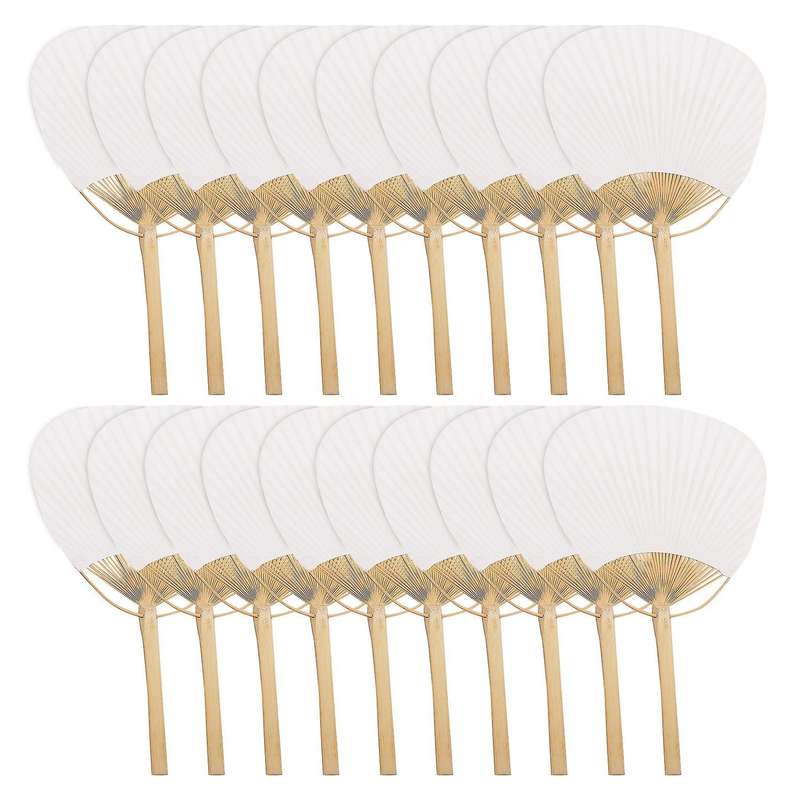 20pcs Pure White Bamboo Handle Blank Calligraphy Painting Blank Fan