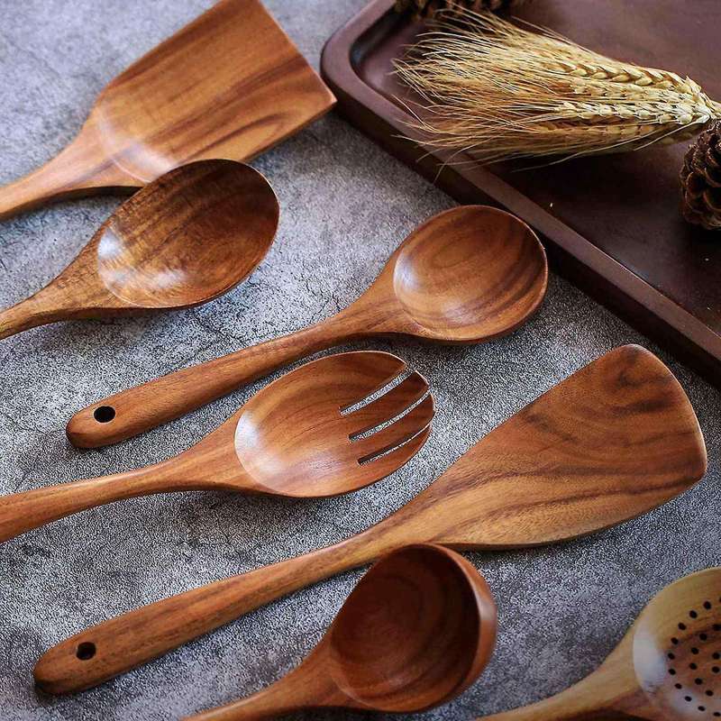 Wooden Non-stick Kitchen Pan Toolset 7 Pcs Set,kitchen Utensils