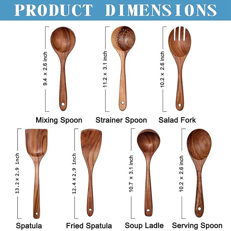Wooden Non-stick Kitchen Pan Toolset 7 Pcs Set,kitchen Utensils