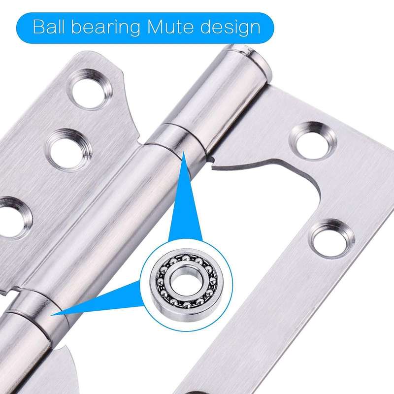 6pcs Door Hinges Stainless Steel Ball Bearing Mute Hinges with Screws