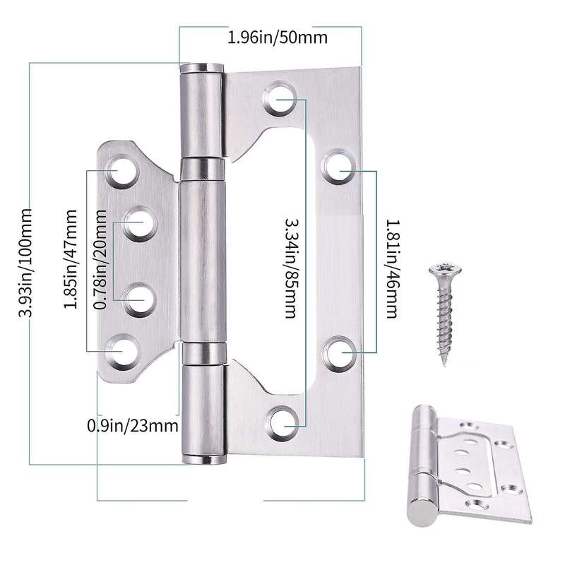 6pcs Door Hinges Stainless Steel Ball Bearing Mute Hinges with Screws