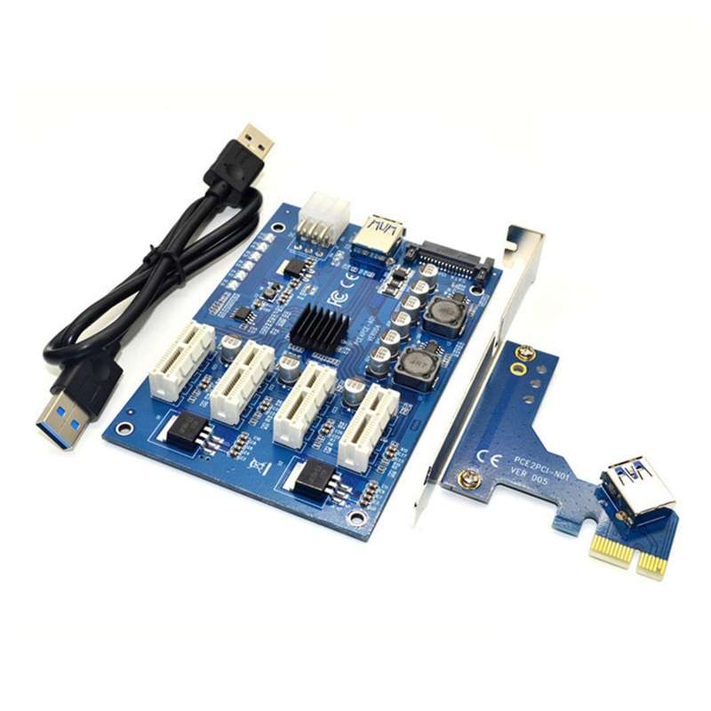 Expansion Kit Pci-e X1 to 4pci-e Sata Usb Riser Card for Btc Mining