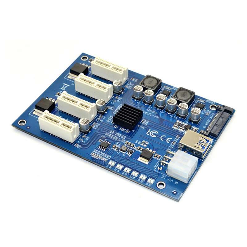Expansion Kit Pci-e X1 to 4pci-e Sata Usb Riser Card for Btc Mining