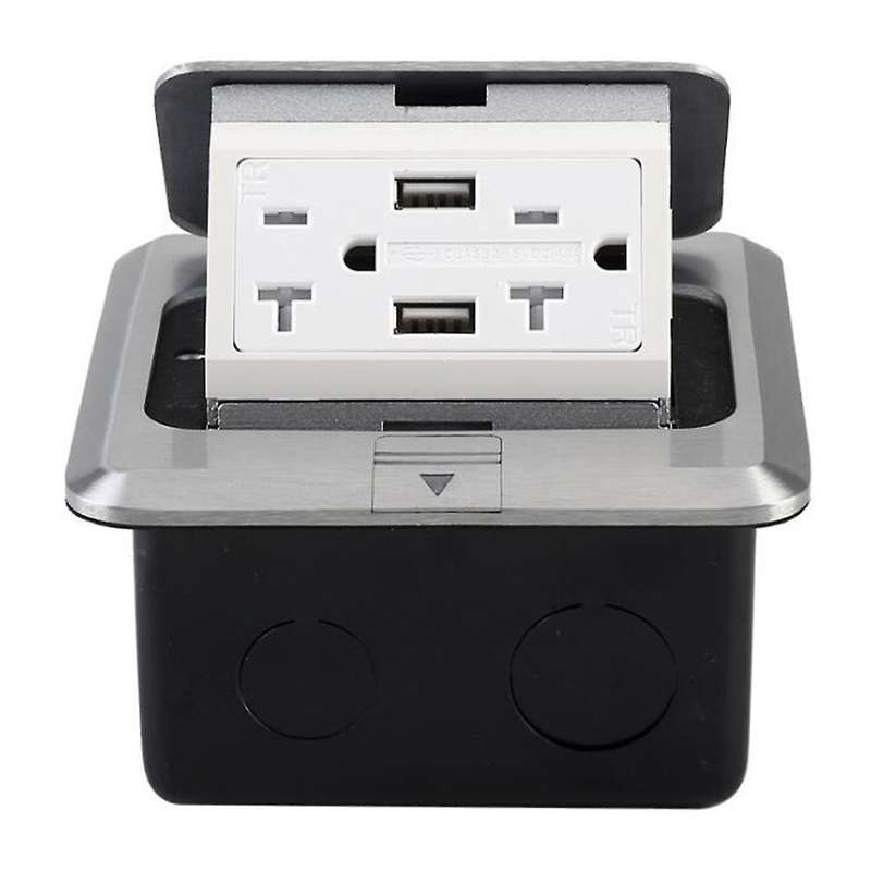 Pop-up Floor Outlet Covers Box, Power Box Kit , Silver Gray,us Plug