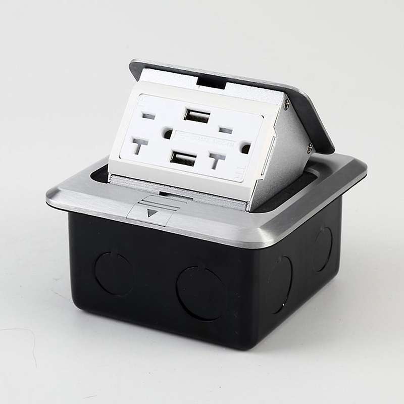 Pop-up Floor Outlet Covers Box, Power Box Kit , Silver Gray,us Plug