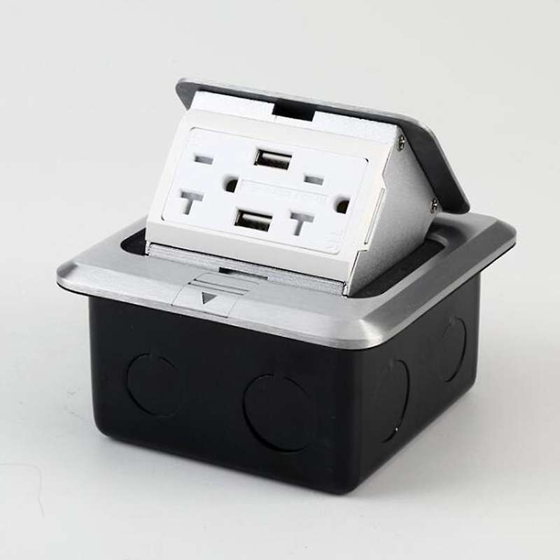 Pop-up Floor Outlet Covers Box, Power Box Kit , Silver Gray,us Plug