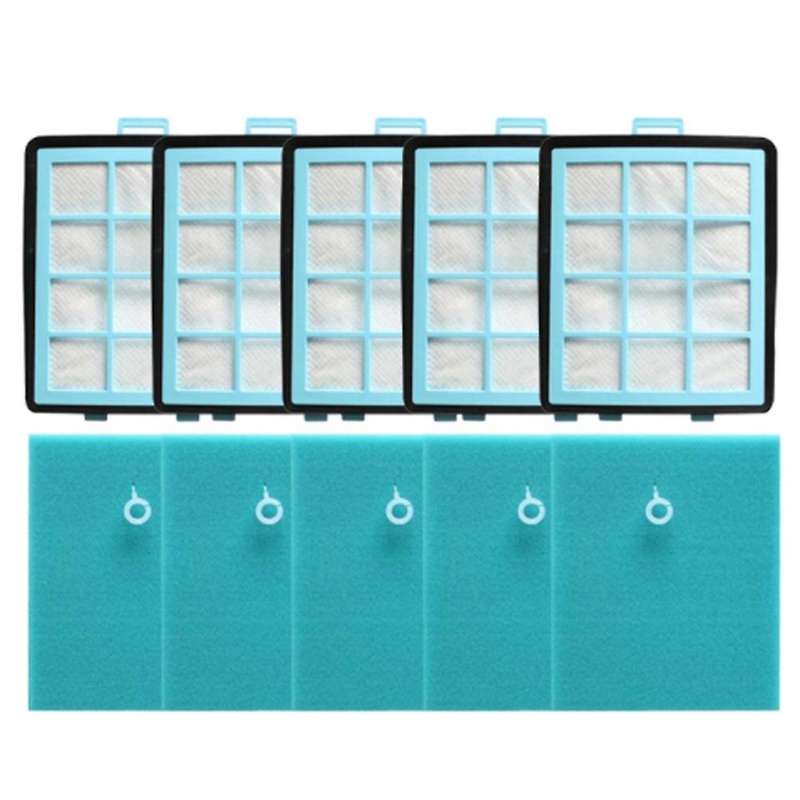 5pcs Sponge Cotton & 5pcs Hepa Filters for Philips Fc8760 Fc8761