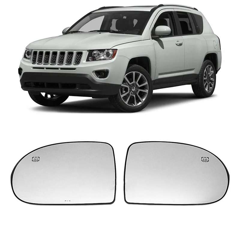 2pcs Door Wing Side Mirror Glass Heated for Jeep Compass 2007 - 2017