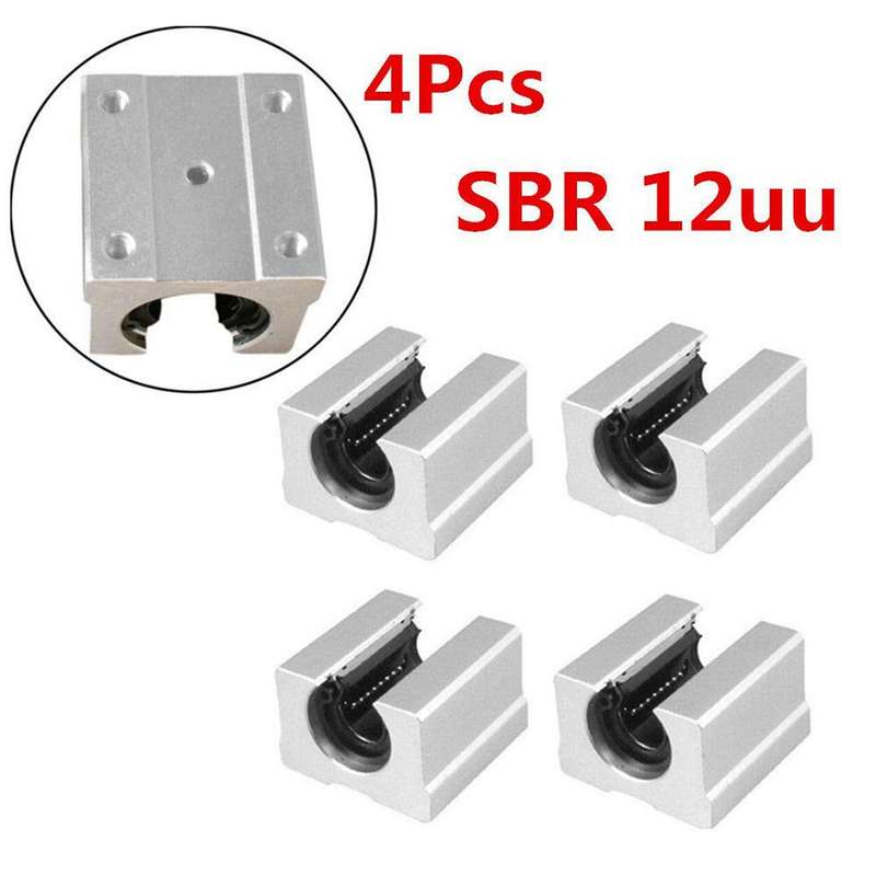4pcs 12mm/0.47inch Sbr12uu Aluminum Open Linear Router Motion Bearing