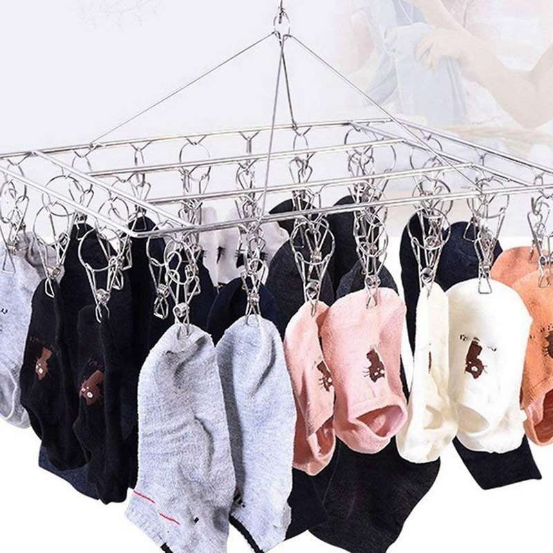 2x Sock Drying Racks Laundry Drip Hanger Rectangle with 30pcs Pegs