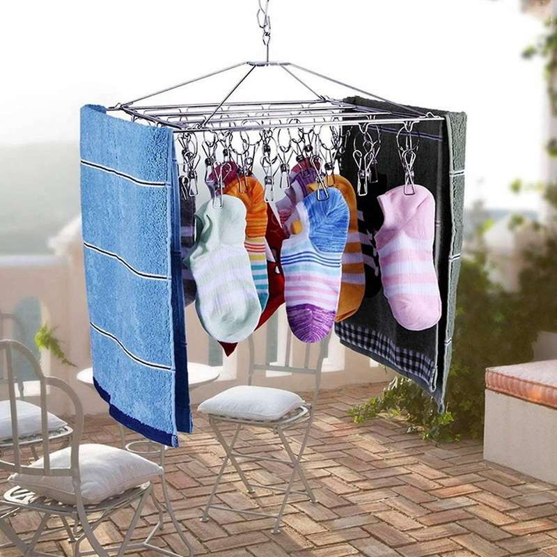 2x Sock Drying Racks Laundry Drip Hanger Rectangle with 30pcs Pegs
