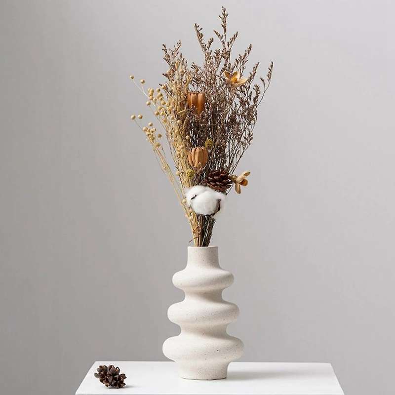 Nordic Ceramic Vase Beige Plant Pot Home Office Desktop Decoration