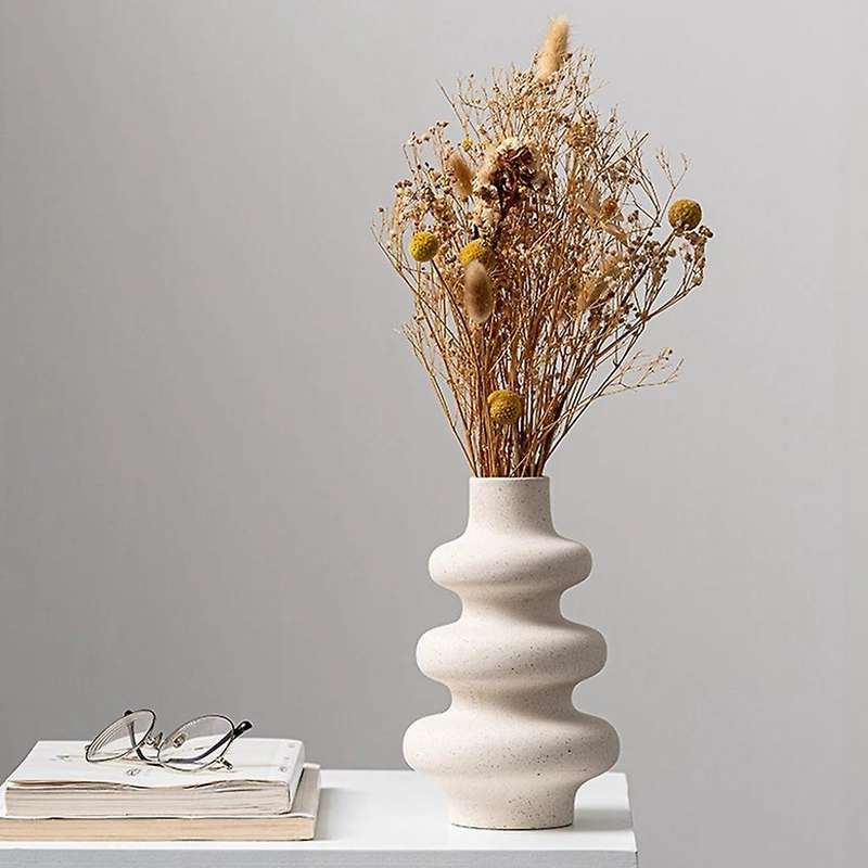Nordic Ceramic Vase Beige Plant Pot Home Office Desktop Decoration