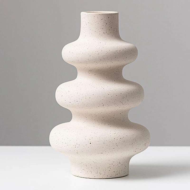 Nordic Ceramic Vase Beige Plant Pot Home Office Desktop Decoration