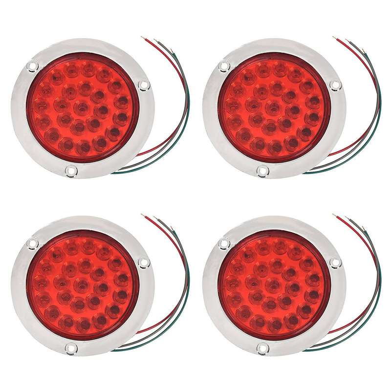 4 Pack Round Led Trailer Tail Lights Red 24 Led 4 Inch Brake Lights