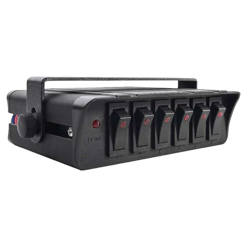 6 Gang On/off Rocker Switch Box with Red Led Light