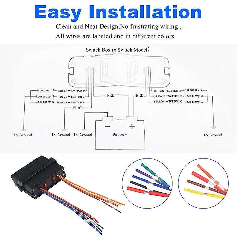 6 Gang On/off Rocker Switch Box with Red Led Light