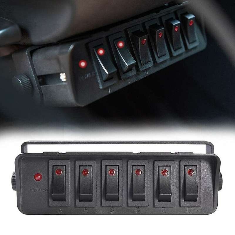 6 Gang On/off Rocker Switch Box with Red Led Light